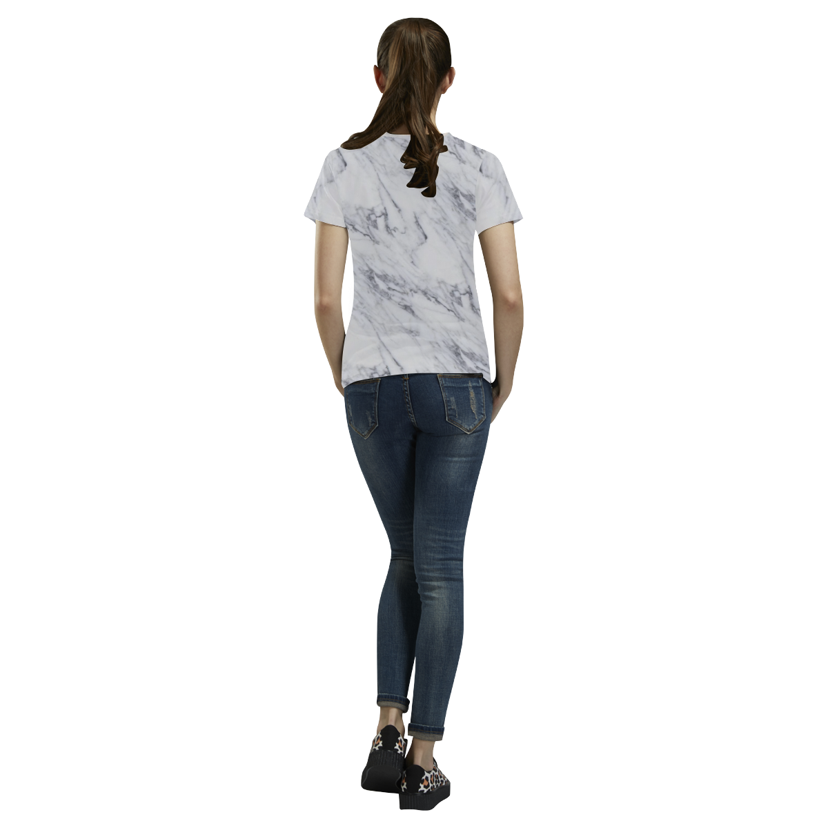 italian Marble,white,Trieste All Over Print T-Shirt for Women (USA Size) (Model T40)