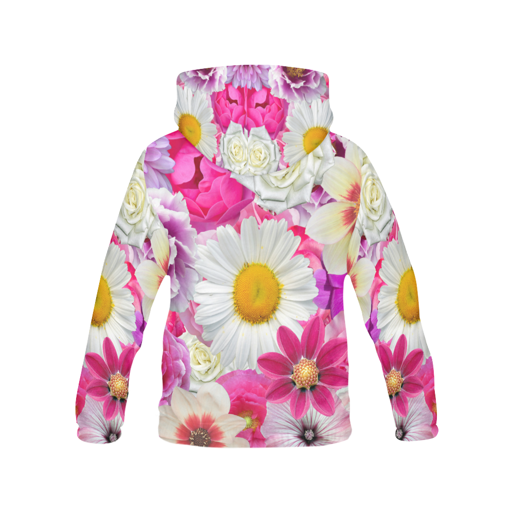 Pink flowers_ Gloria Sanchez1 All Over Print Hoodie for Women (USA Size) (Model H13)