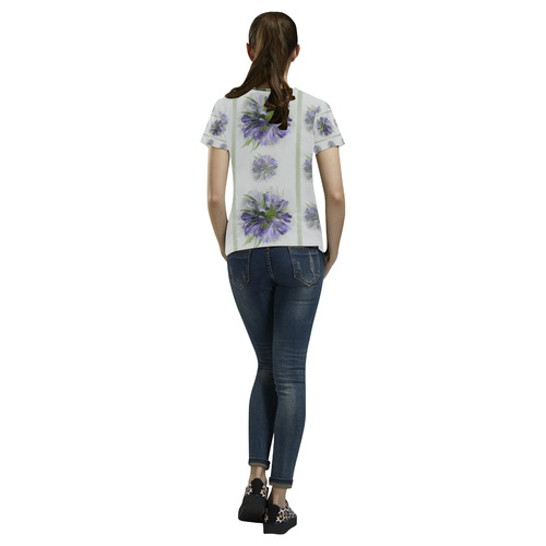 Delicate Small Purple Flowers, floral watercolor All Over Print T-Shirt for Women (USA Size) (Model T40)
