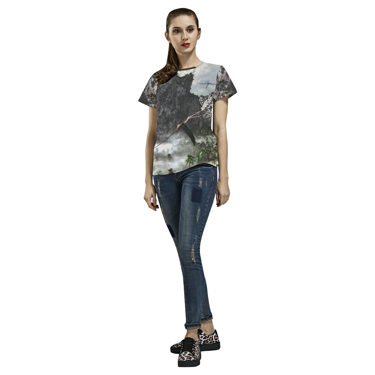 Anhanguera Dinosaur All Over Print T-Shirt for Women (USA Size) (Model T40)
