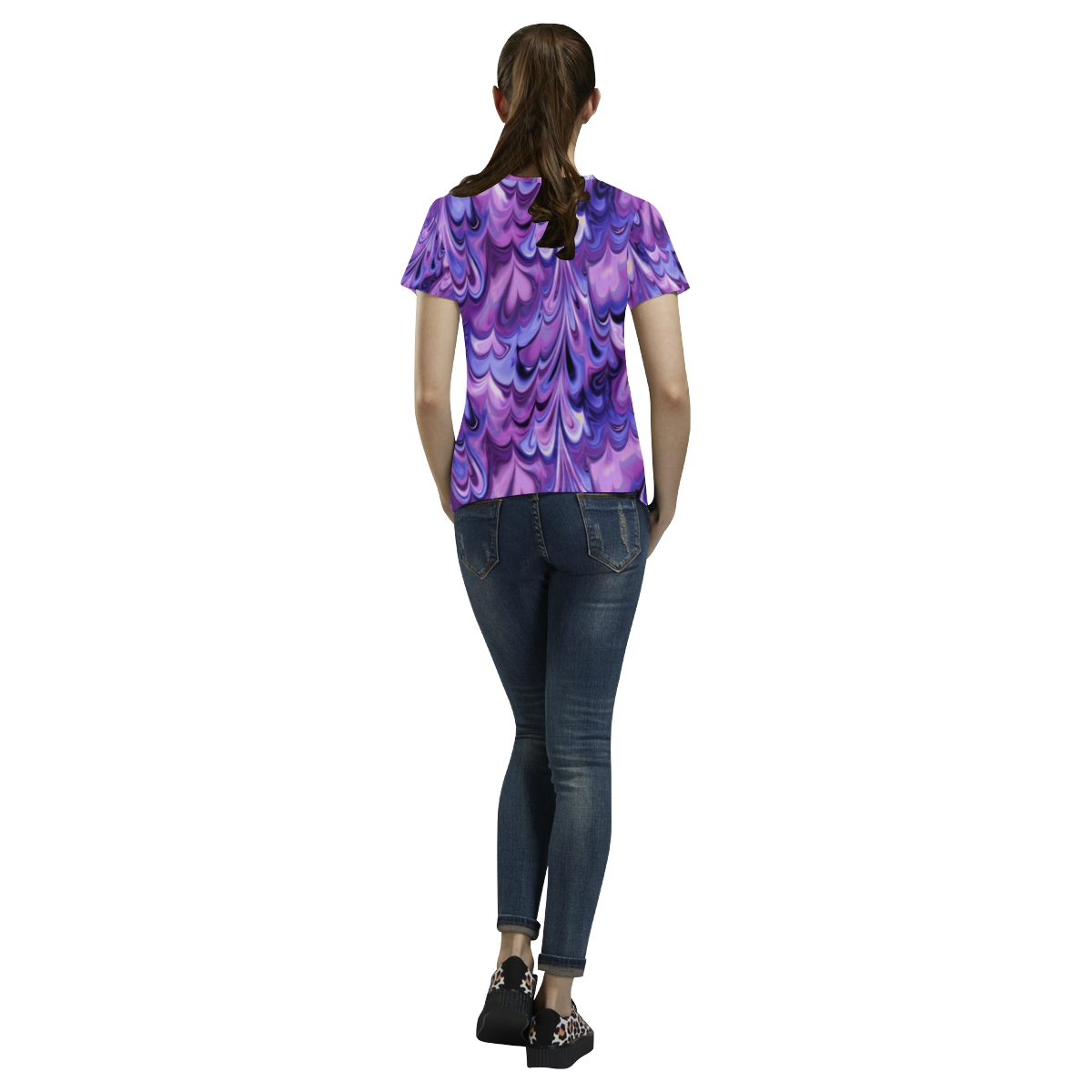 Purple Marble All Over Print T-Shirt for Women (USA Size) (Model T40)