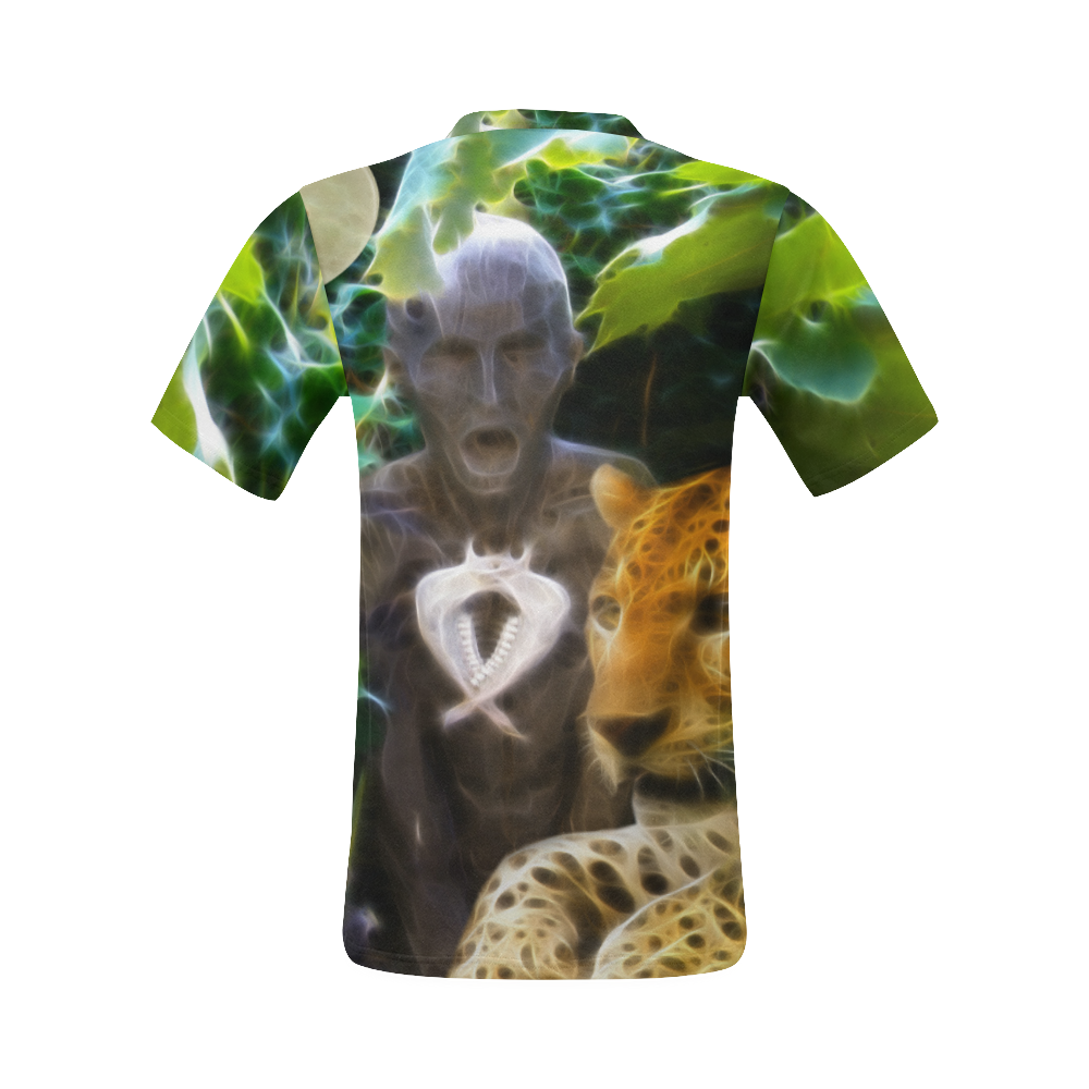 Shamans Journey with Drum Panther and Totem All Over Print T-Shirt for Men (USA Size) (Model T40)