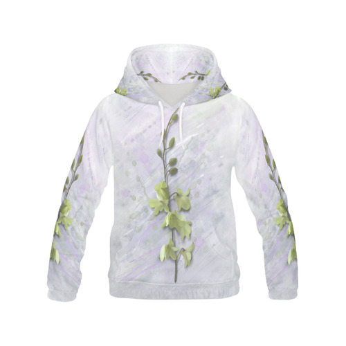 Yellow Orchid on purple All Over Print Hoodie for Women (USA Size) (Model H13)