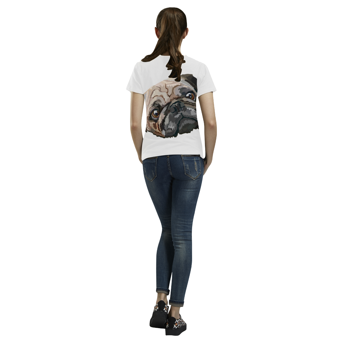 pug love All Over Print T-Shirt for Women (USA Size) (Model T40)