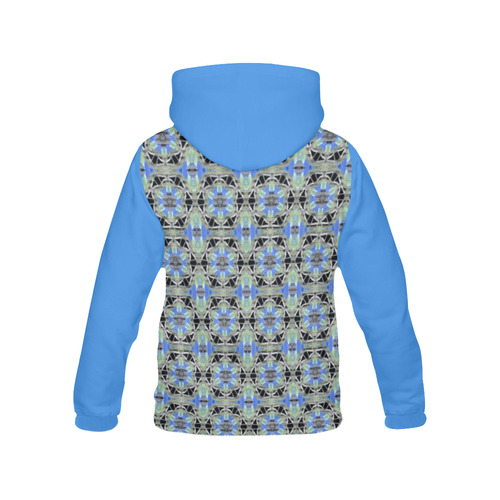 Green Blue and Black All Over Print Hoodie for Women (USA Size) (Model H13)