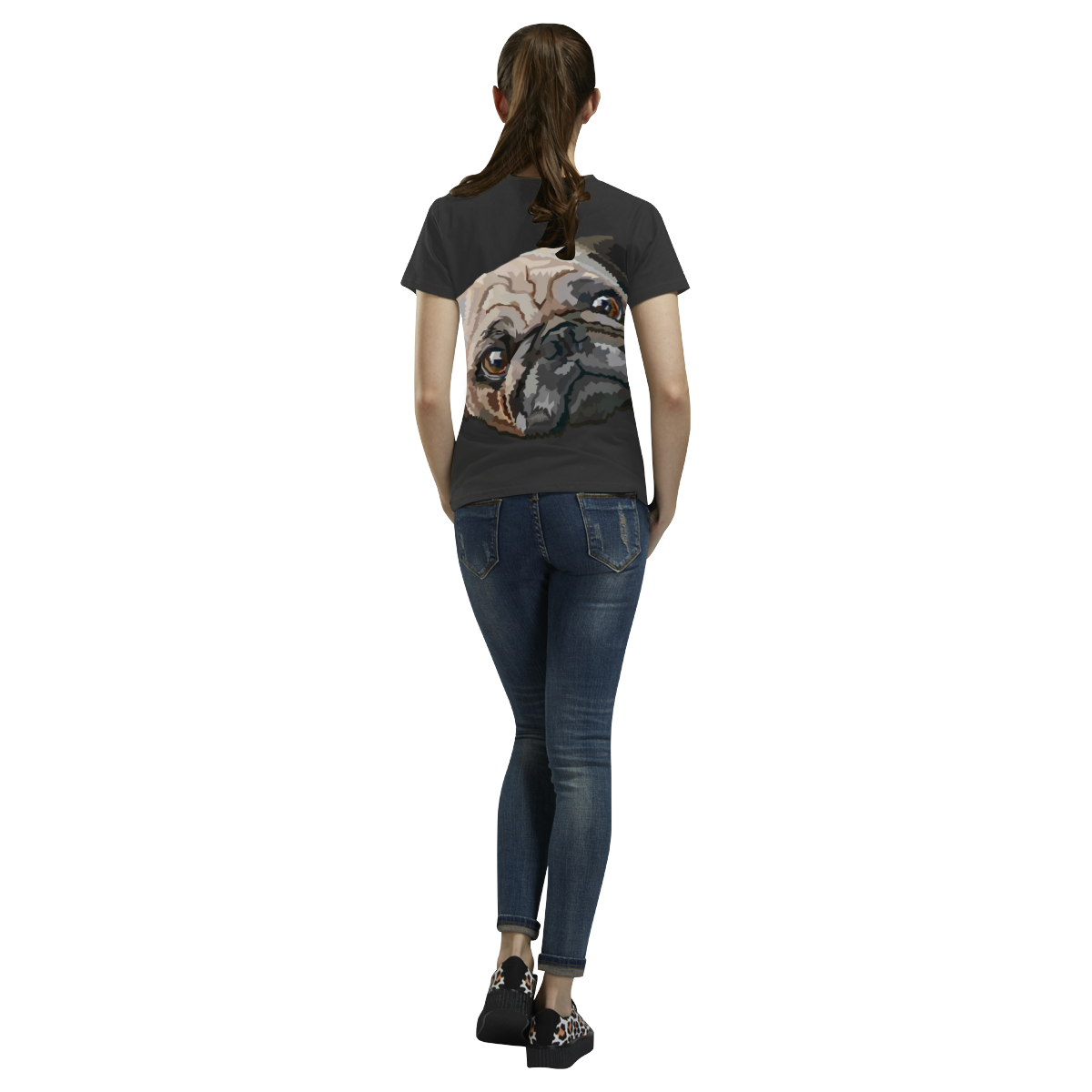 pug love All Over Print T-Shirt for Women (USA Size) (Model T40)