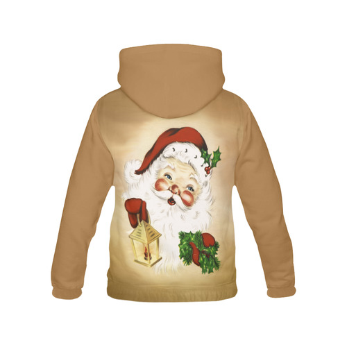 A cute Santa Claus with a mistletoe and a latern All Over Print Hoodie for Women (USA Size) (Model H13)