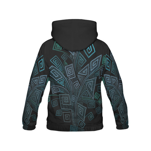 3D Psychedelic Abstract Square Spirals All Over Print Hoodie for Women (USA Size) (Model H13)