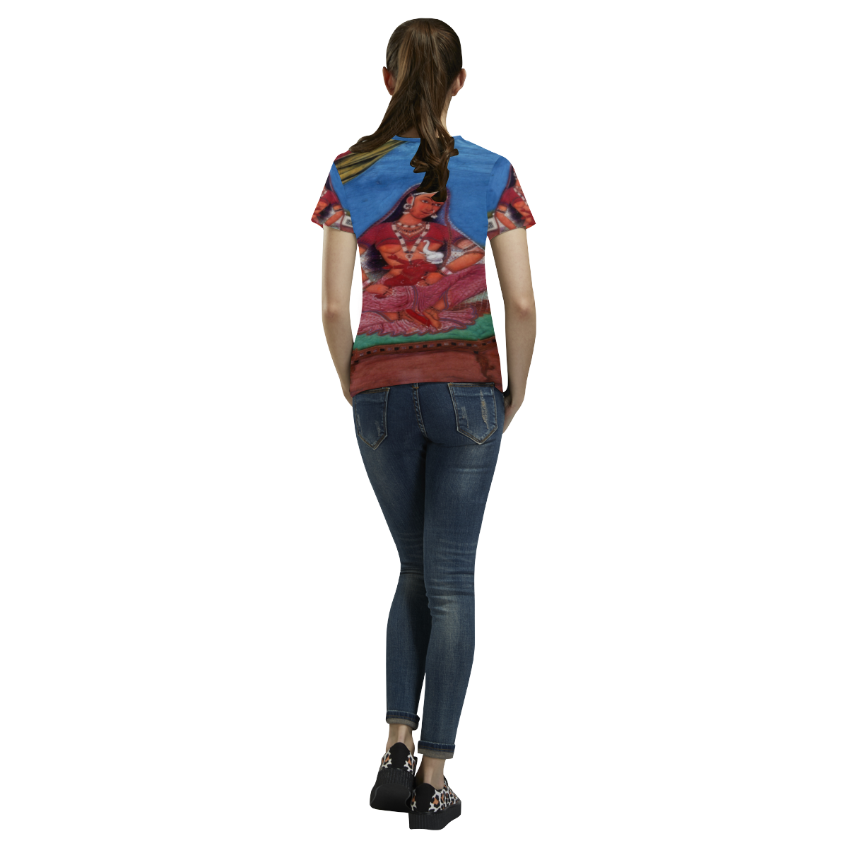 Deity Parvati with her Son Ganesha All Over Print T-Shirt for Women (USA Size) (Model T40)