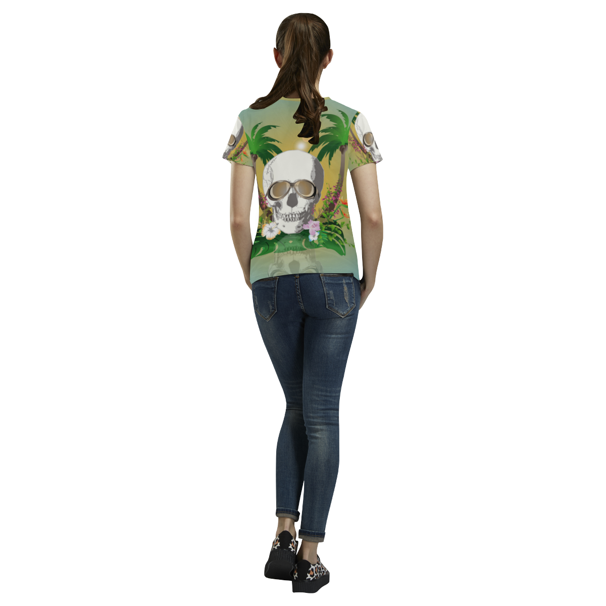 Funny skull All Over Print T-Shirt for Women (USA Size) (Model T40)