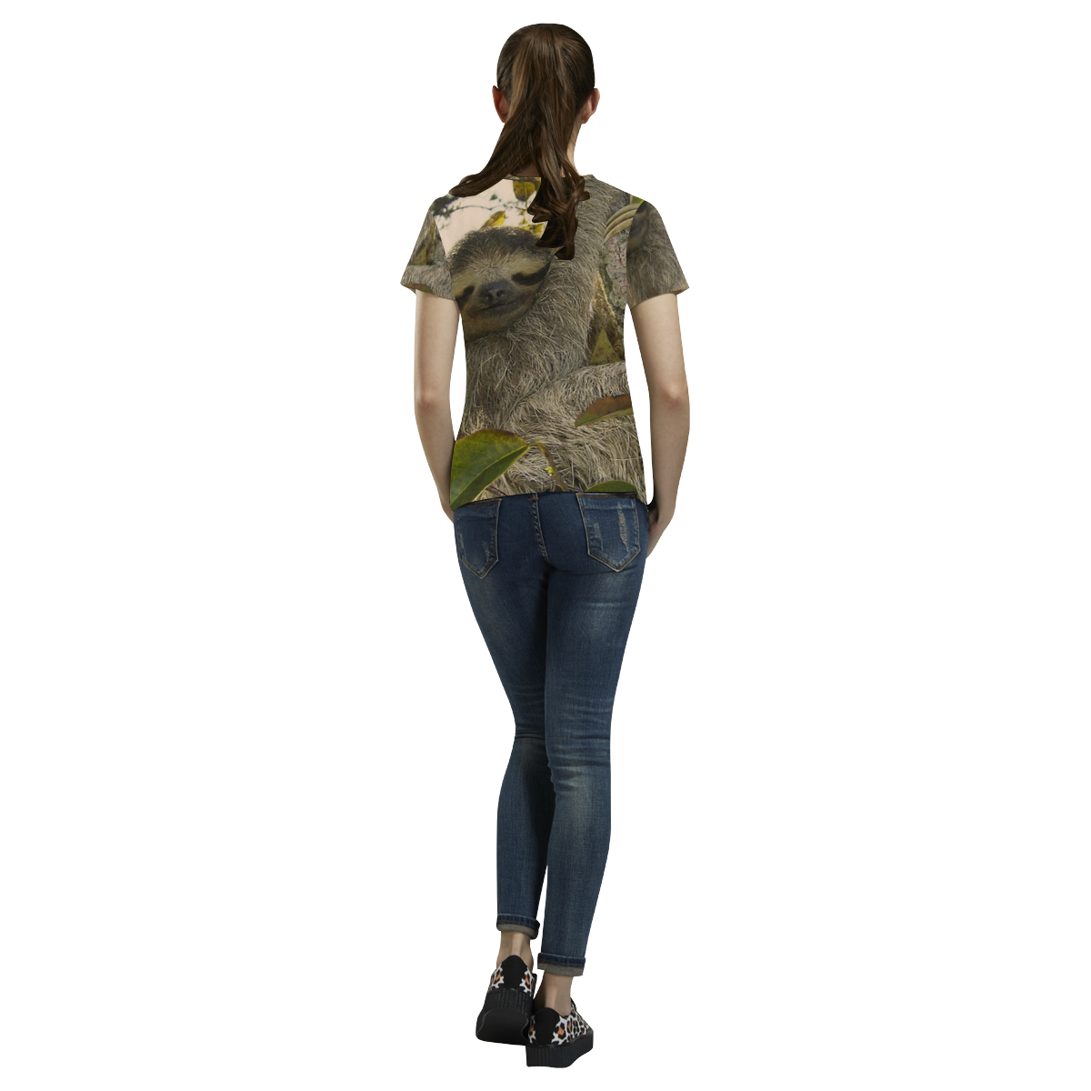 Awesome Animal - Sloth All Over Print T-Shirt for Women (USA Size) (Model T40)
