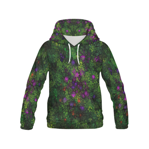 Wild Rose Garden, Oil painting. Red, purple, green All Over Print Hoodie for Women (USA Size) (Model H13)