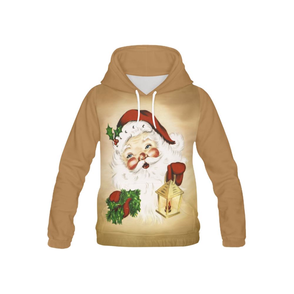 A cute Santa Claus with a mistletoe and a latern All Over Print Hoodie for Kid (USA Size) (Model H13)