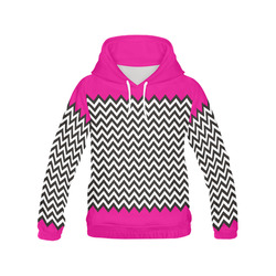 HIPSTER zigzag chevron pattern black & white All Over Print Hoodie for Women (USA Size) (Model H13)