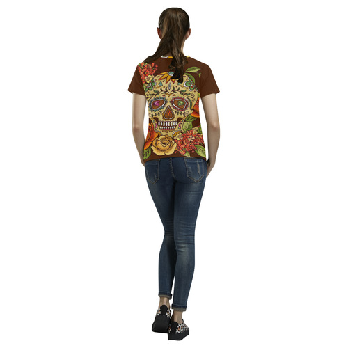 sugar skull All Over Print T-Shirt for Women (USA Size) (Model T40)