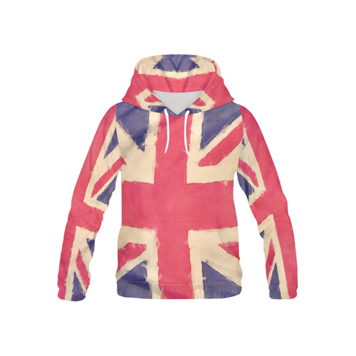 British UNION JACK flag grunge style All Over Print Hoodie for Kid (USA Size) (Model H13)