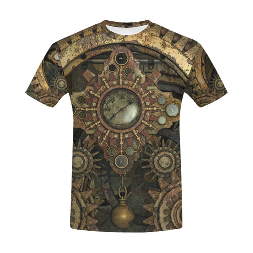 Rusty vintage steampunk metal gears and pipes All Over Print T-Shirt for Men (USA Size) (Model T40)