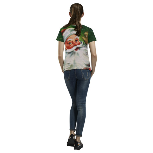 A cute Santa Claus Face - Christmas All Over Print T-Shirt for Women (USA Size) (Model T40)