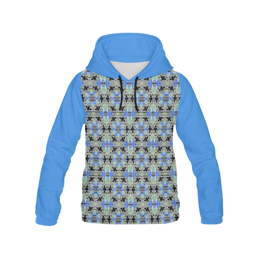 Green Blue and Black All Over Print Hoodie for Women (USA Size) (Model H13)