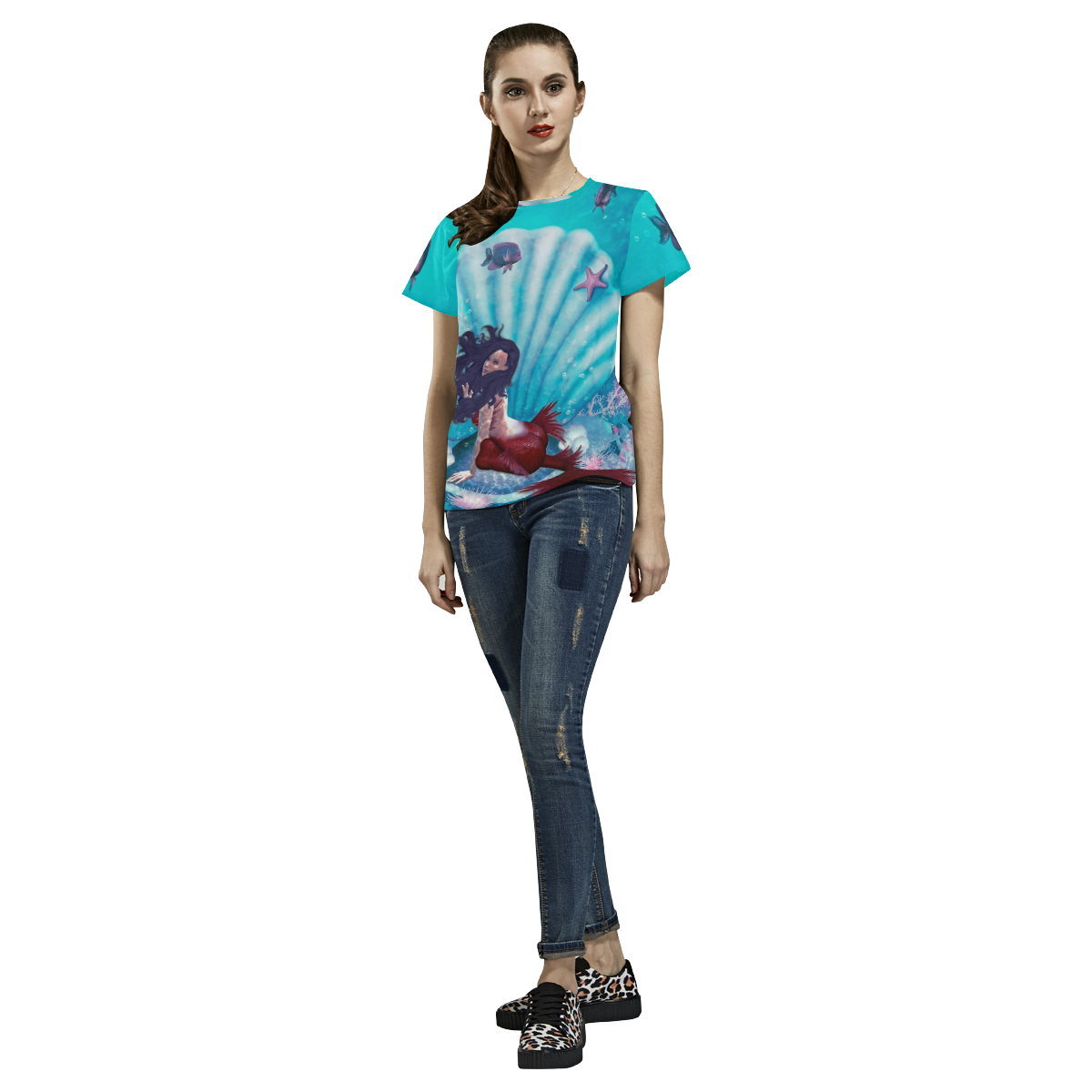 meermaid in a shell All Over Print T-Shirt for Women (USA Size) (Model T40)