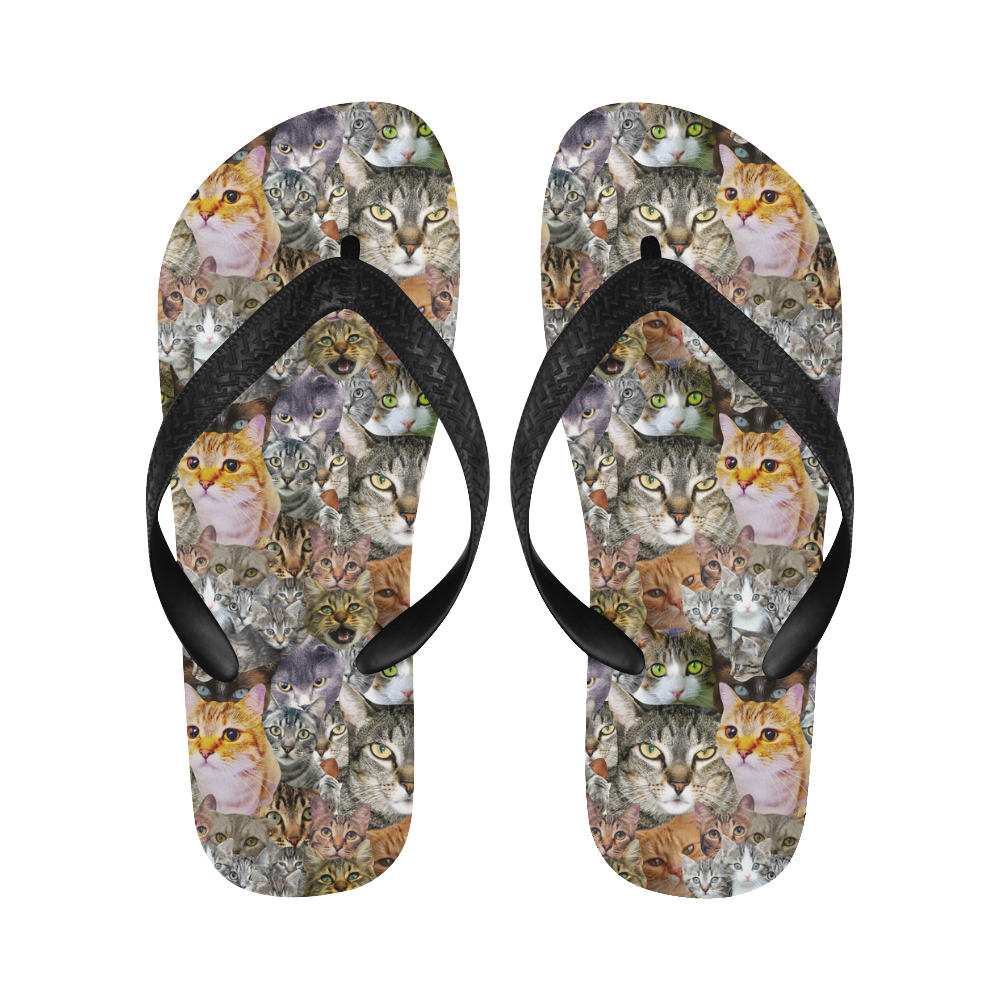 Pattern cat Flip Flops for Men/Women (Model 040)