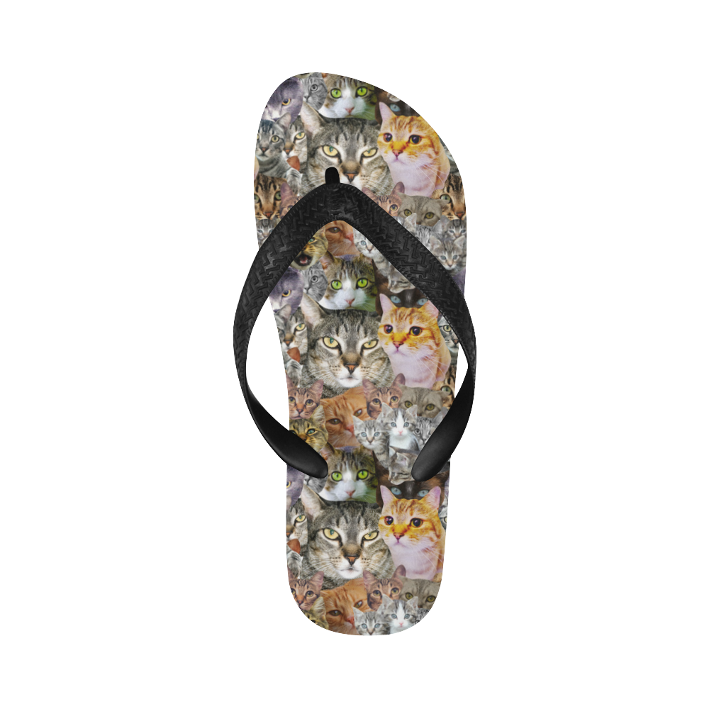 Pattern cat Flip Flops for Men/Women (Model 040)