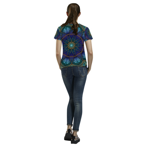 Moon Stone Mandala All Over Print T-Shirt for Women (USA Size) (Model T40)