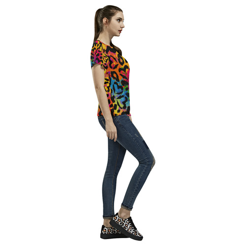 Colorful Hearts All Over Print T-Shirt for Women (USA Size) (Model T40)