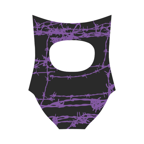 Purple Barbed Wire Goth Print Strap Swimsuit ( Model S05)