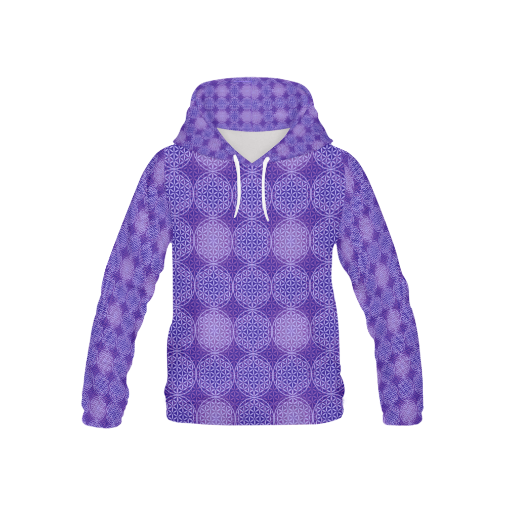 FLOWER OF LIFE stamp pattern purple violet All Over Print Hoodie for Kid (USA Size) (Model H13)