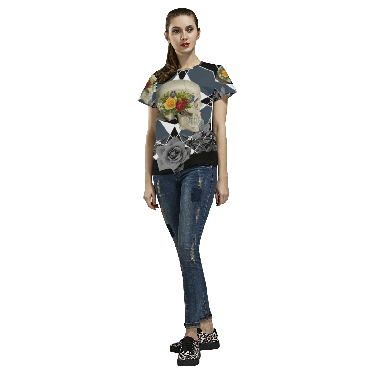 collage_ Growing _ Gloria Saanchez All Over Print T-Shirt for Women (USA Size) (Model T40)