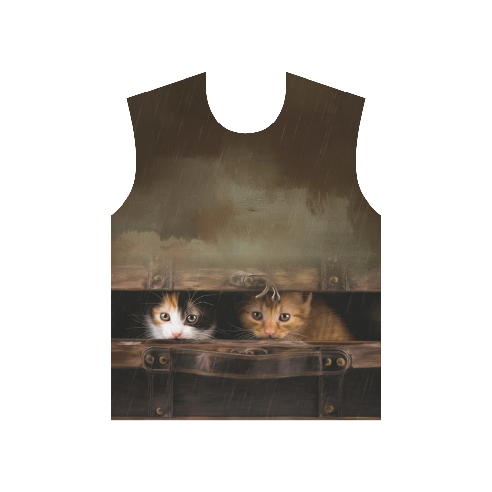 Little cute kitten in an old wooden case All Over Print T-Shirt for Men (USA Size) (Model T40)