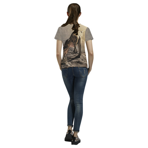 Acrocanthosaurus Dinosaur All Over Print T-Shirt for Women (USA Size) (Model T40)