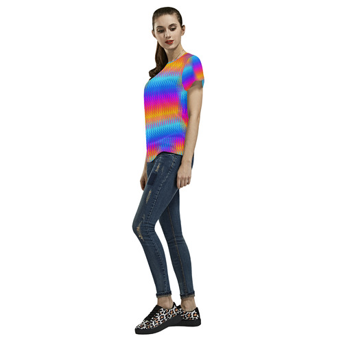 Psychedelic Rainbow Heat Waves All Over Print T-Shirt for Women (USA Size) (Model T40)
