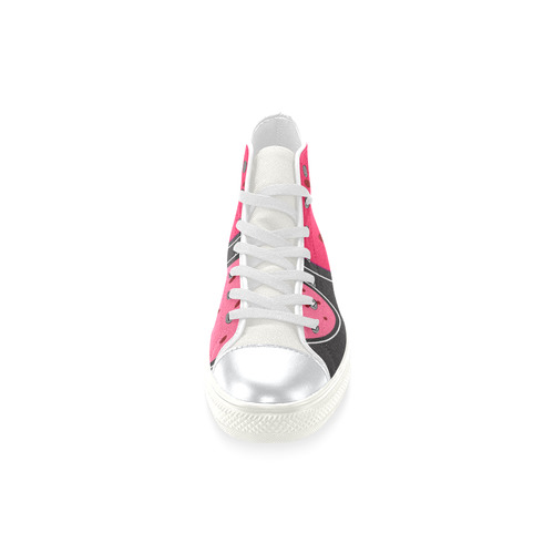 Colorful KIDS Shoes : Strawberries pink black High Top Canvas Shoes for Kid (Model 017)