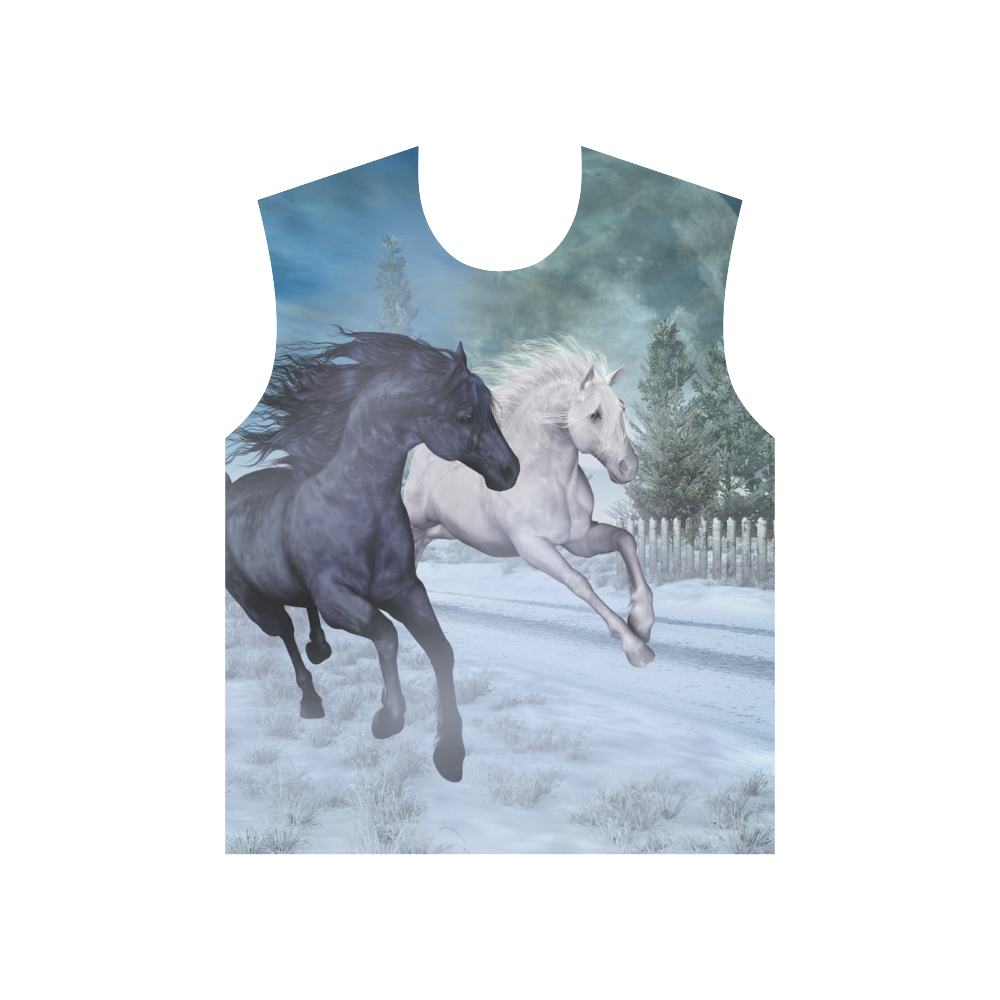 Two horses galloping through a winter landscape All Over Print T-Shirt for Men (USA Size) (Model T40)