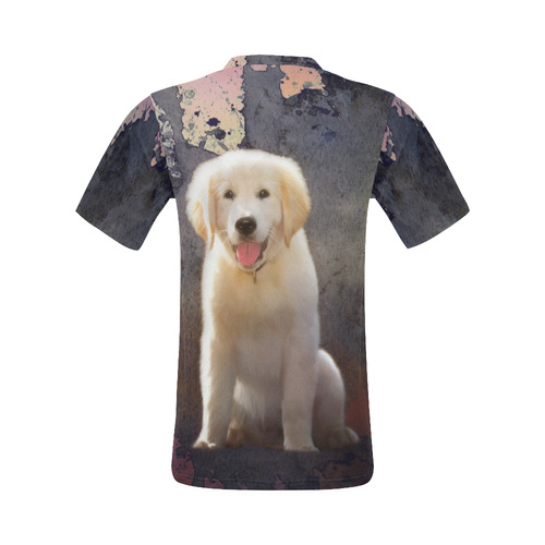 A cute painting golden retriever puppy All Over Print T-Shirt for Men (USA Size) (Model T40)