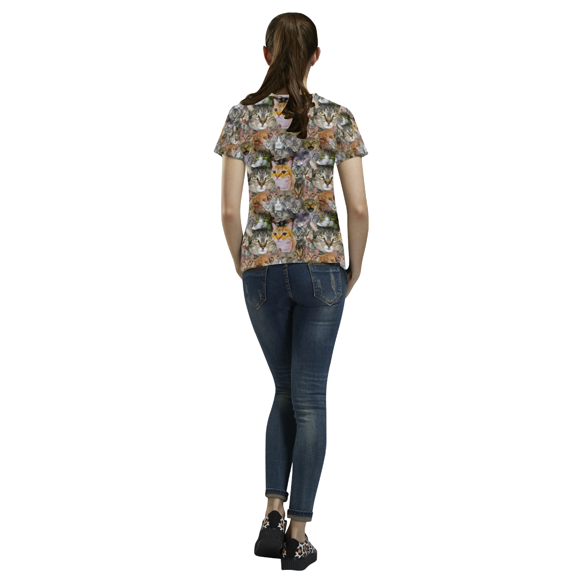 Cat pattern All Over Print T-Shirt for Women (USA Size) (Model T40)