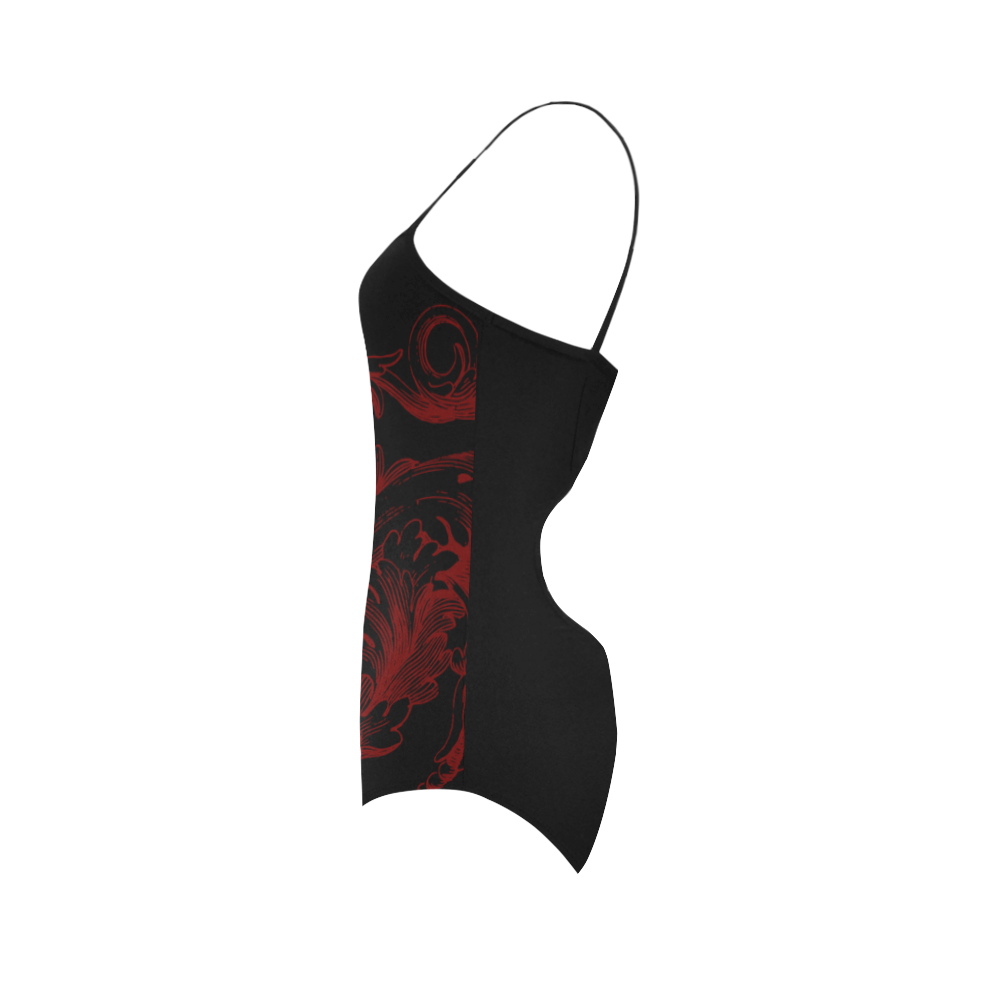 Red Damask Goth Print Strap Swimsuit ( Model S05)