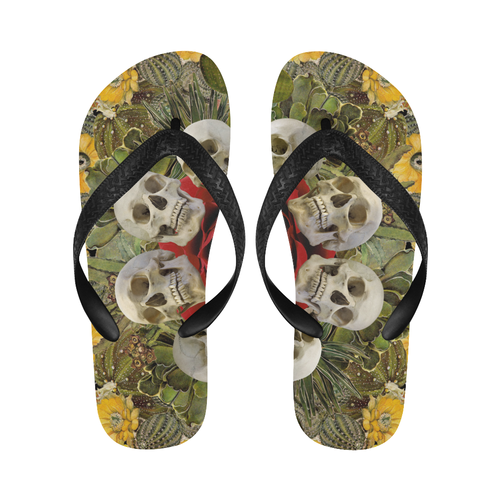 Western Skull Flip Flops for Men/Women (Model 040)