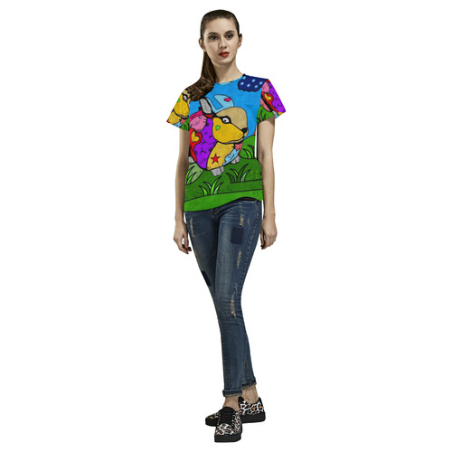 A Rabbit Popart by Nico Bielow All Over Print T-Shirt for Women (USA Size) (Model T40)