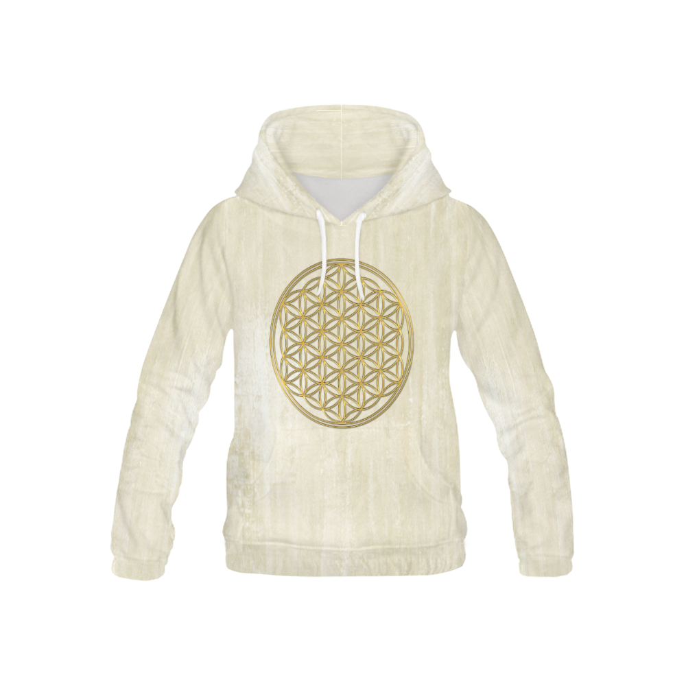 FLOWER OF LIFE gold All Over Print Hoodie for Kid (USA Size) (Model H13)