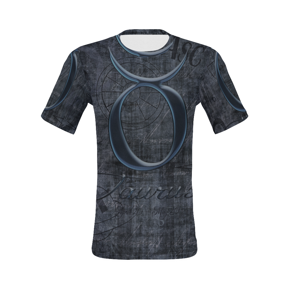 Astrology Zodiac Sign Taurus in Grunge Style All Over Print T-Shirt for Men (USA Size) (Model T40)