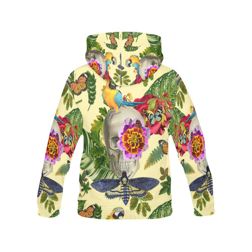 collage_tropical skull_gloria sanchez1 All Over Print Hoodie for Women (USA Size) (Model H13)