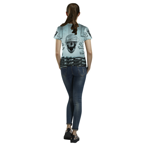 Scary skull with lion All Over Print T-Shirt for Women (USA Size) (Model T40)