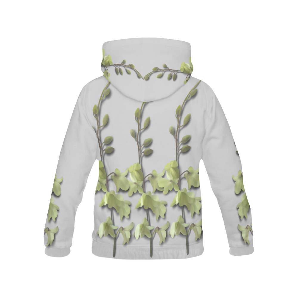 Yellow Watercolor Orchid All Over Print Hoodie for Women (USA Size) (Model H13)