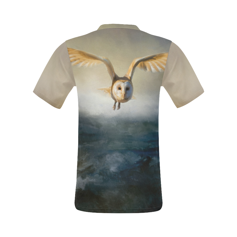 An barn owl flies over the lake All Over Print T-Shirt for Men (USA Size) (Model T40)