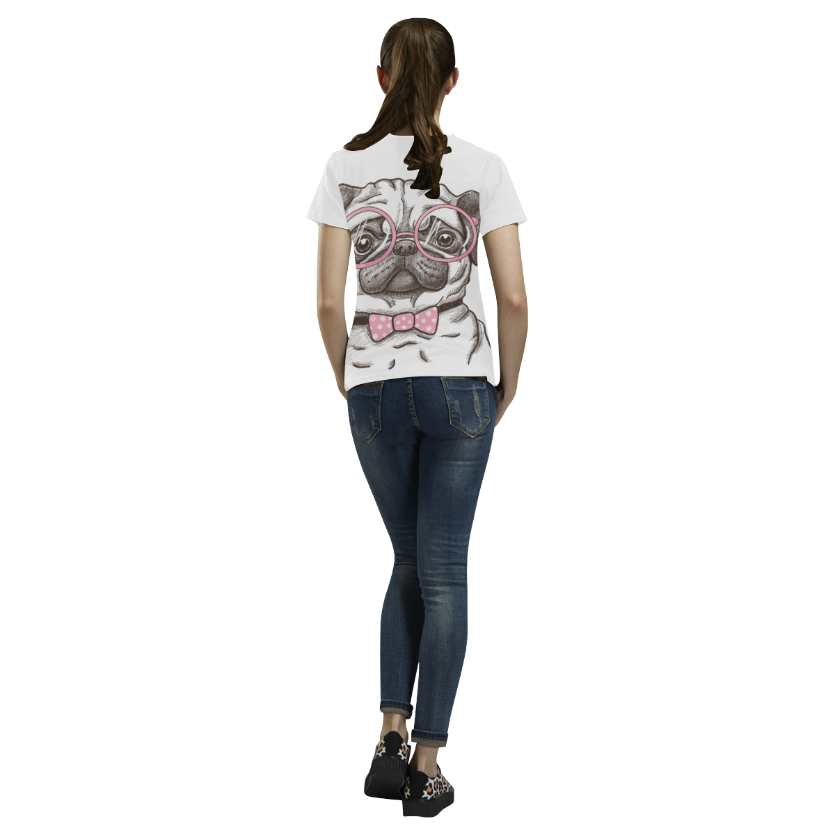 pug in glasses All Over Print T-Shirt for Women (USA Size) (Model T40)
