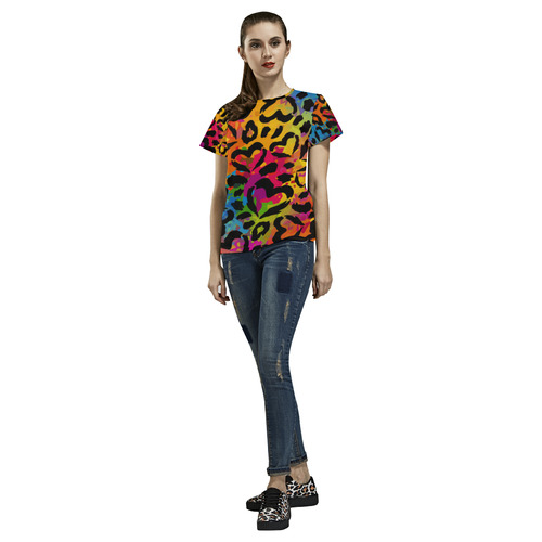Colorful Hearts All Over Print T-Shirt for Women (USA Size) (Model T40)