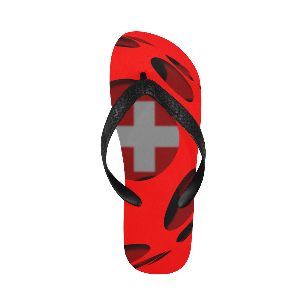 The Flag of Switzerland Flip Flops for Men/Women (Model 040)